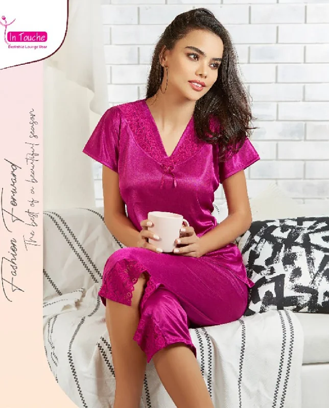 Pink Satin nightdress set for Woman Tunics Wedding white