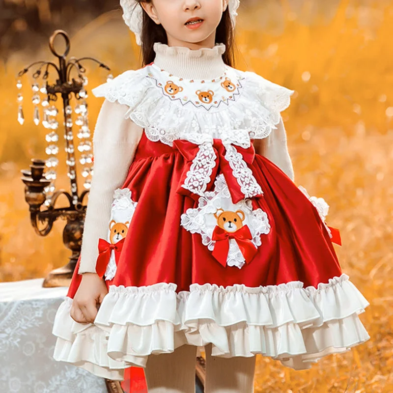 Baby Girl Dress Toddler Cute Christmas Cartoon Embroidery Fluffy Princess Dress Tunics Custom made