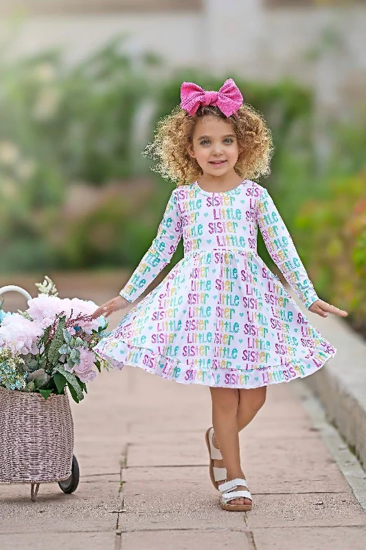 Pastel Little Sister Bamboo Twirl Dress for Sibling Matching Tunics Travel practical