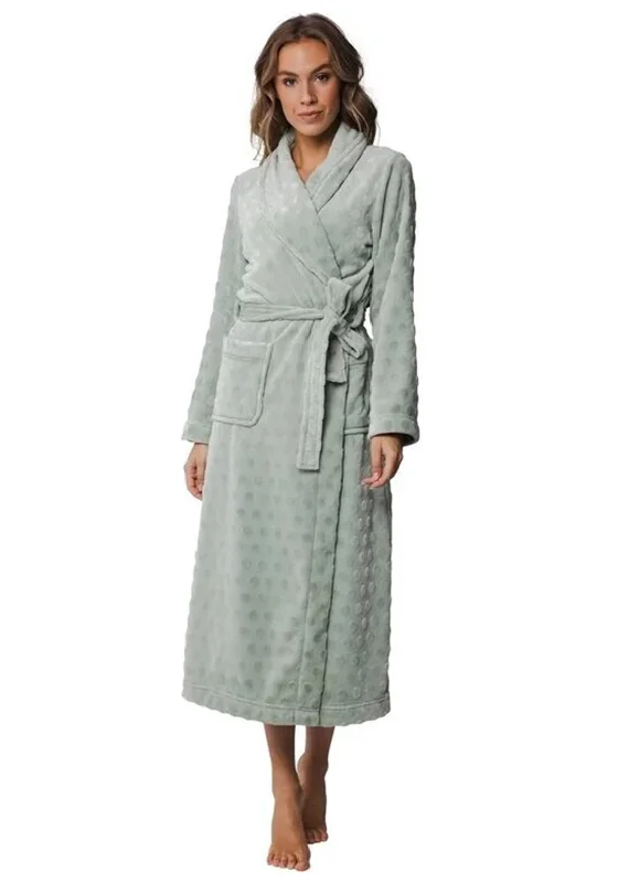 Pastunette Circle Long Dressing Gown, Light Green Boatneck Modish Everyday