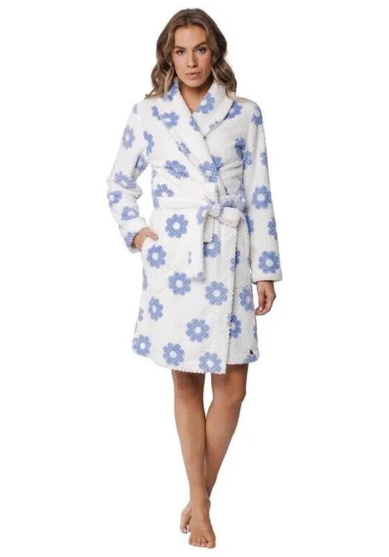 Rebelle Floral Long Sleeve Wrap Dressing Gown, Light Blue Tunics Leisure comfortable