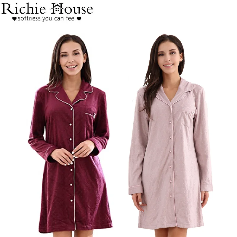 Richie House Ladies Sexy Long Sleeve Pajama Dressing Gown Lingerie Robe RHW2761 Tunics Long Elegant