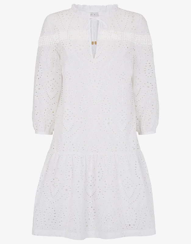 Solta Broderie Anglaise Dress - White Tunics Versatile stylish