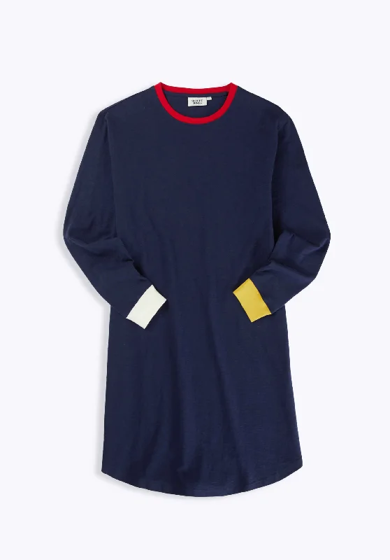 Twyla T-Shirt Dress in Navy Colorblock Tunics Stylish elegant