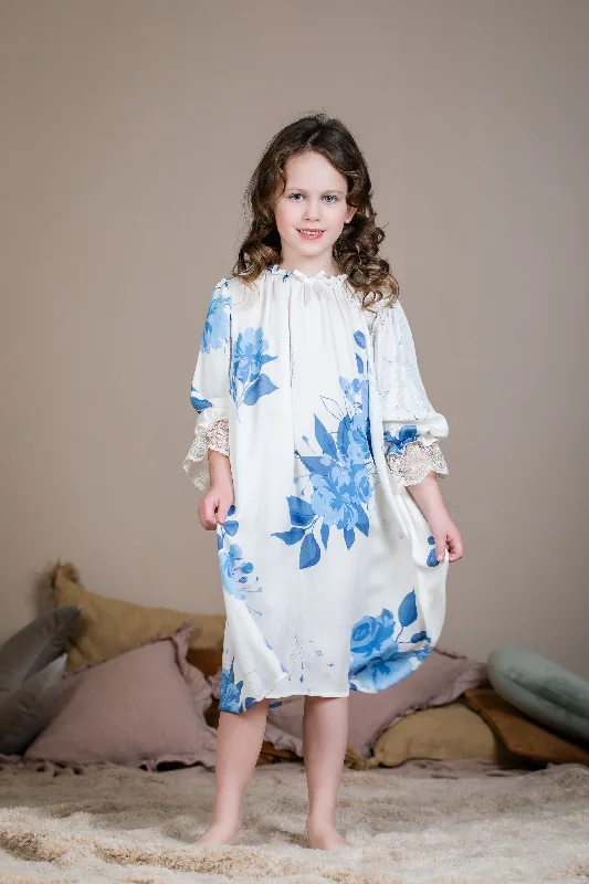 VICTORIA - GIRLS NIGHTDRESS BLUE ROSES Tunics Chinos classic